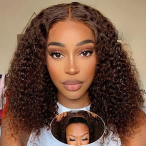 Peruca Pinketer Chocolate Brown Glueless Bob Human Hair 14"