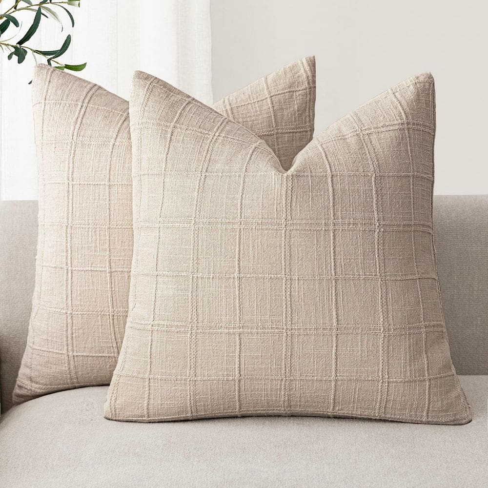 Capas de almofada Findtower Linen Check 60x60cm, conjunto de 2
