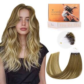 Extensões de cabelo Micro Ring DOORES Medium Brown/Dirty Blonde