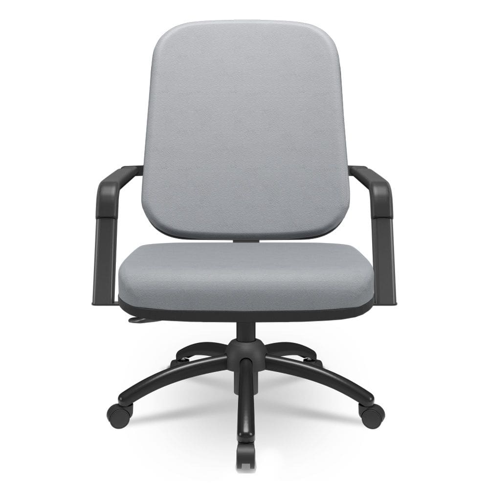 Cadeira de Escritório Giratória com Braço Preta Magno P03 Vinil Cinza - Lyam Decor