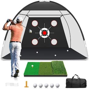 Rede de golfe Zensouds de 10 x 7 pés com tapete de treino para quintal interno