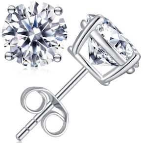 Brincos Jiostonor Moissanite 4CTW 8mm em ouro branco 18K