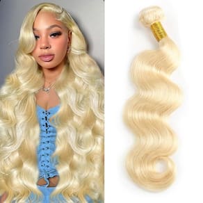 Pacote de cabelo Mrigwoth 613 Body Wave, loira de 26 polegadas, 100% virgem