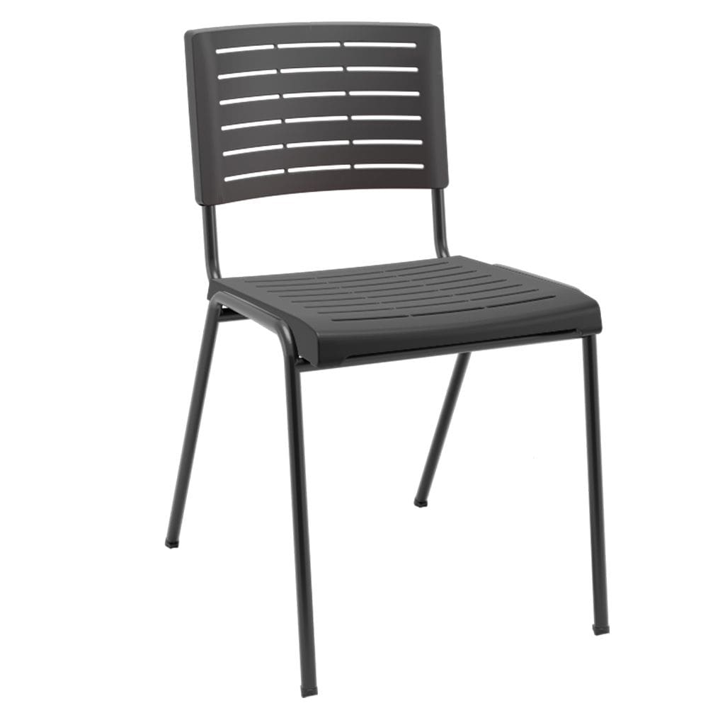 Cadeira Empilhável Fixa Escritório Multiuso Base Preta Kimi P03 Preto - Lyam Decor