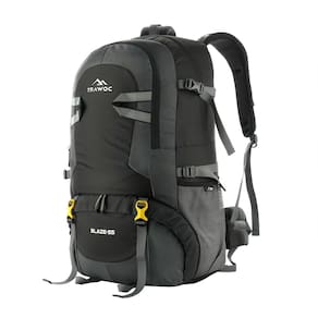 Mochila de viagem TRAWOC BLAZE 55L para acampar e caminhar preta