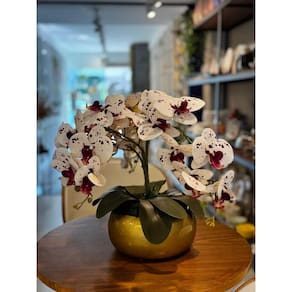 Arranjo decorativo Orquideas vaso Dourado Neutrol grande