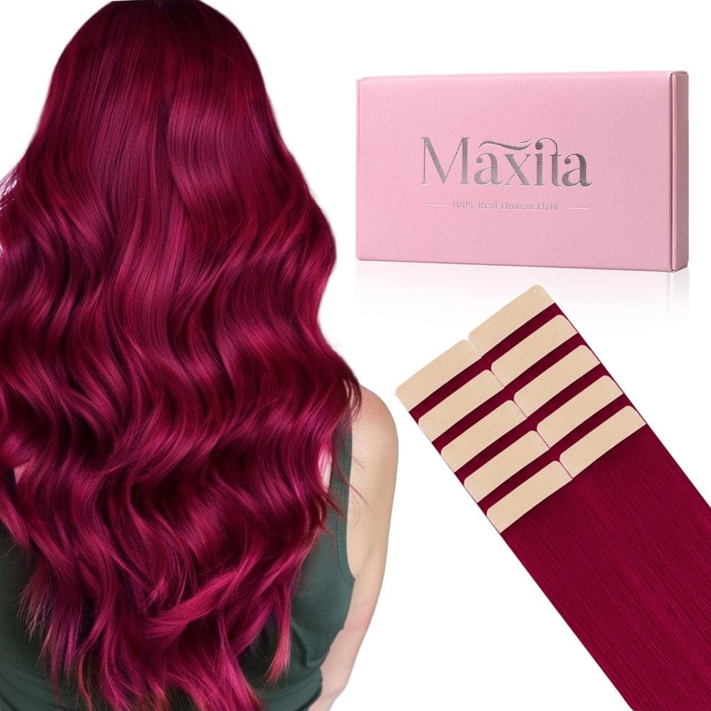 Extensões de cabelo MAXITA Burgundy Red 24 polegadas 30 g 10 unidades