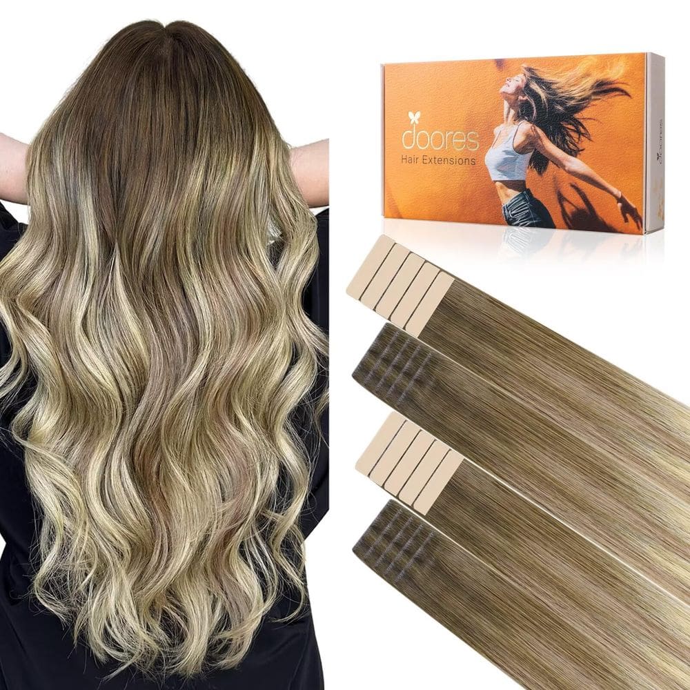 Extensões de cabelo DOORES Invisi Edge Tape-in Walnut/Ash 14"