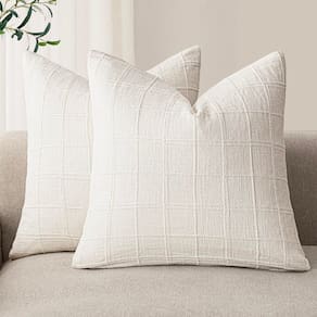 Capas de almofada Findtower Linen Check 60x60cm, branco creme