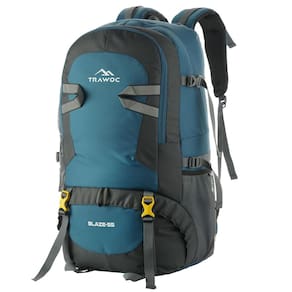 Mochila de viagem TRAWOC BLAZE 55L para acampar e caminhar azul