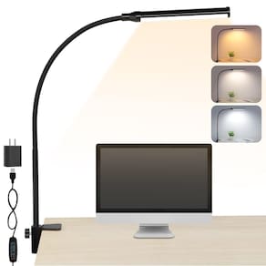 Lâmpada de mesa LED ShineTech com braçadeira, 3 cores, 9 brilhos