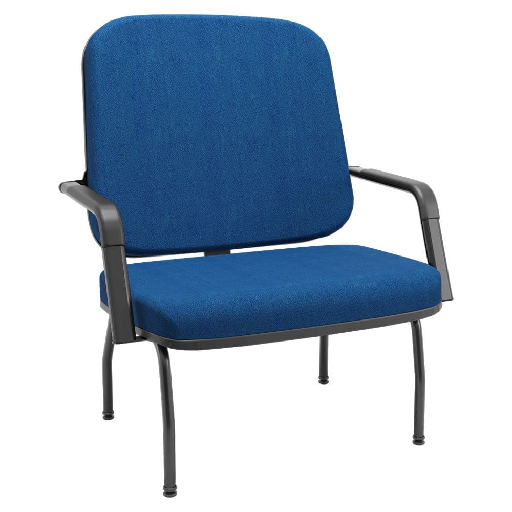 Cadeira de Escritório Recepção com Braço Fixa Preta Magno P03 Crepe Azul - Lyam Decor