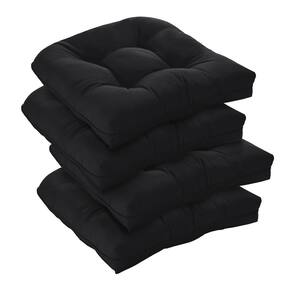 Conjunto de 4 almofadas para cadeiras de exterior de luxo à prova d`água pretas