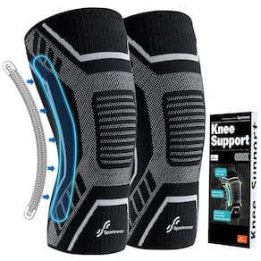 Joelheira Sportneer Copper Kneer, manga de compressão de joelho preta