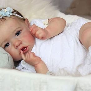 Boneca renascida ZTDOLL com olhos azuis abertos, menina de 45 cm