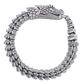 Pulseira WFLWLHH Vintage Snake para homens em prata, feita à mão, cobre