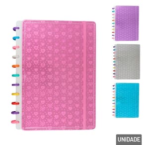 Caderno Espiral 87FL Disco Inteligente Corações 3Ds - Tudo em Caixa