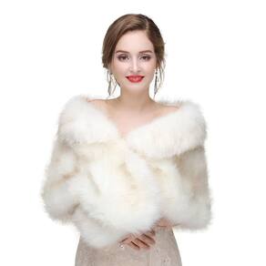 Xale de pele sintética Wrap Stole Shrug Winter Bridal Wedding White