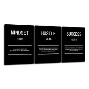Arte de parede em tela WYJZDZQ8 Mindset Hustle Success 90x40cmx3 unidades
