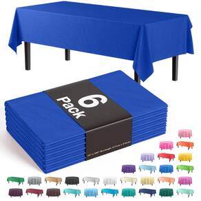 Toalha de mesa Exquisite Premium Plastic 137 cm x 274 cm azul, pacote com 6