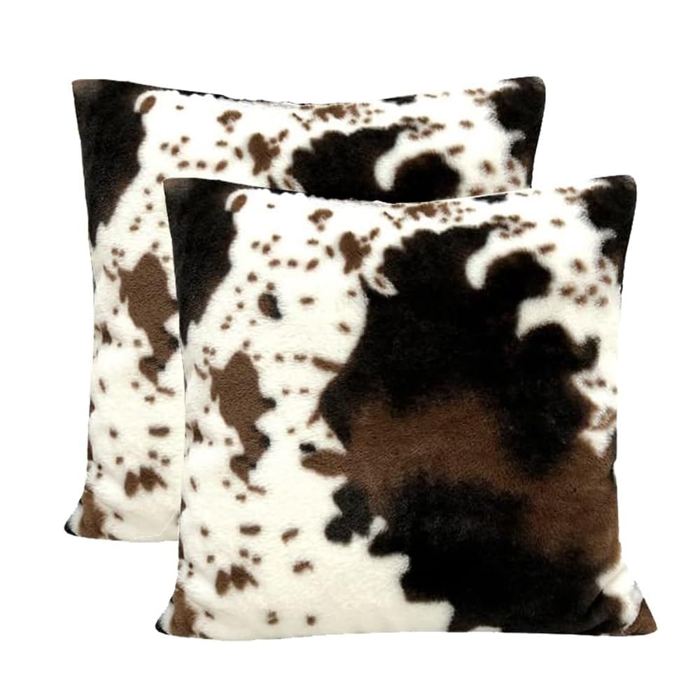 Capas de almofada TOMWISH Cowhide Animal 55x55cm, conjunto de 2