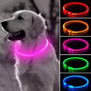 Coleira LED para cães BSEEN recarregável à prova d`água para caminhada noturna