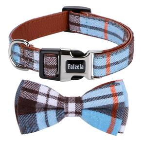 Coleira para cães Faleela Soft & Comfy Bowtie removível azul L