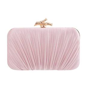 Bolsa embreagem Freie Liebe em tecido sedoso plissado para mulheres