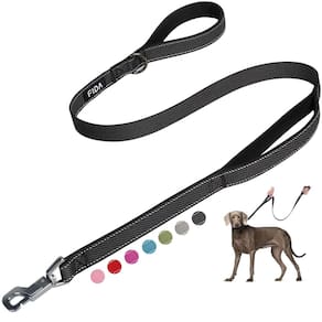 Coleira para cães Fida Heavy Duty 150 cm com 2 alças acolchoadas pretas