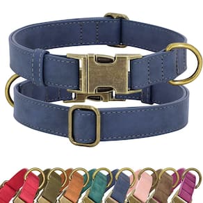 Coleira para cães Didog Soft Leather Durable com liberação rápida L Blue