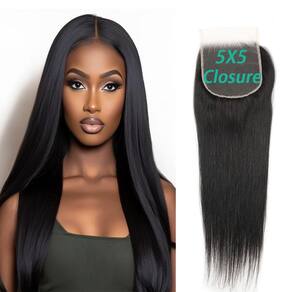 Fecho: FEHOKA 5x5 HD, renda, 20 cm, cabelo humano liso, natural