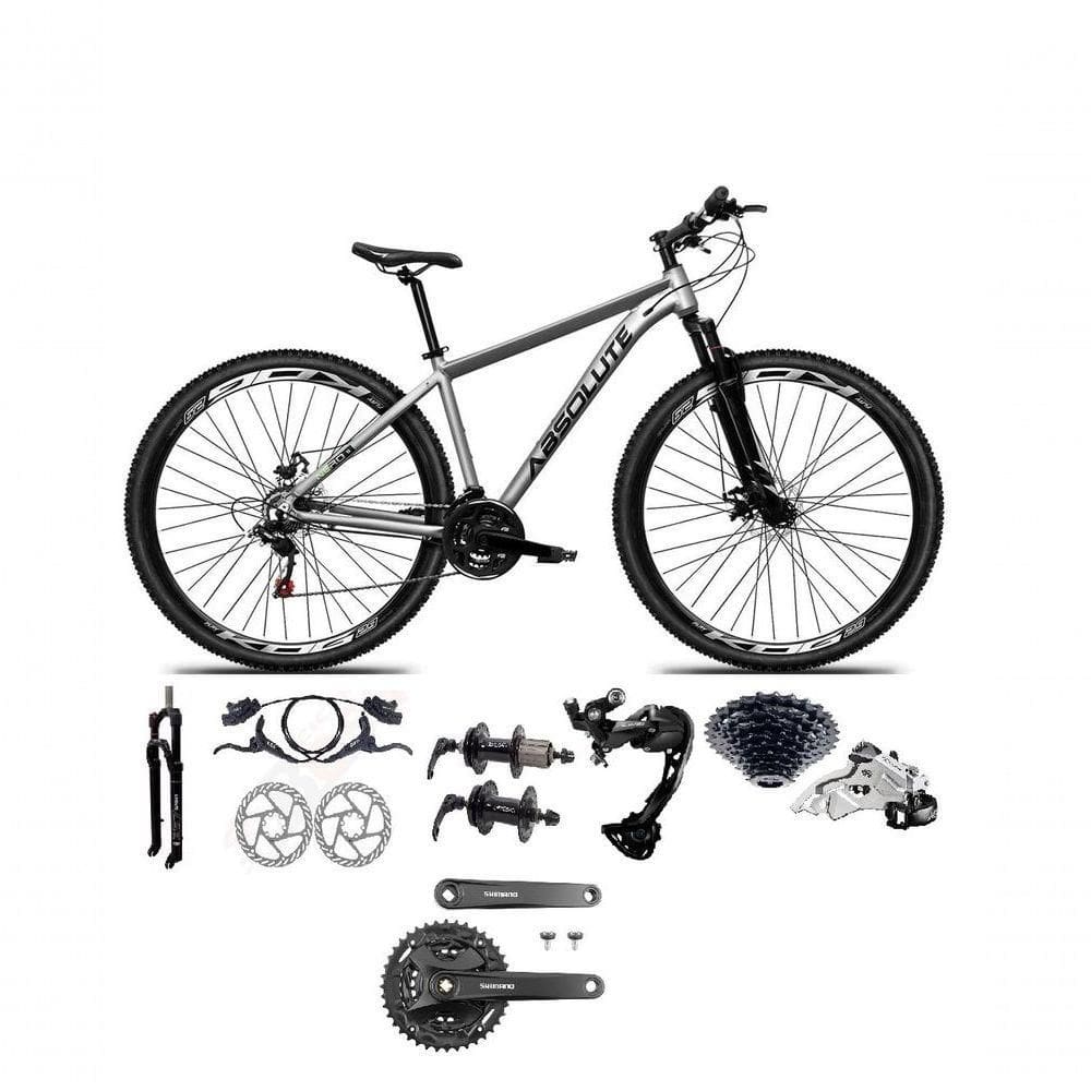 Bicicleta Aro 29 Absolute Nero 5 Câmbio Traseiro Shimano Alívio E Altus 27v Freio Hidráulico Garfo Trava Cinza Tam 15