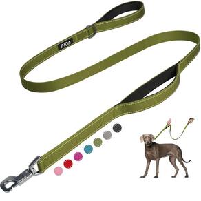 Coleira para cães Fida Heavy Duty 150 cm com 2 alças acolchoadas verdes
