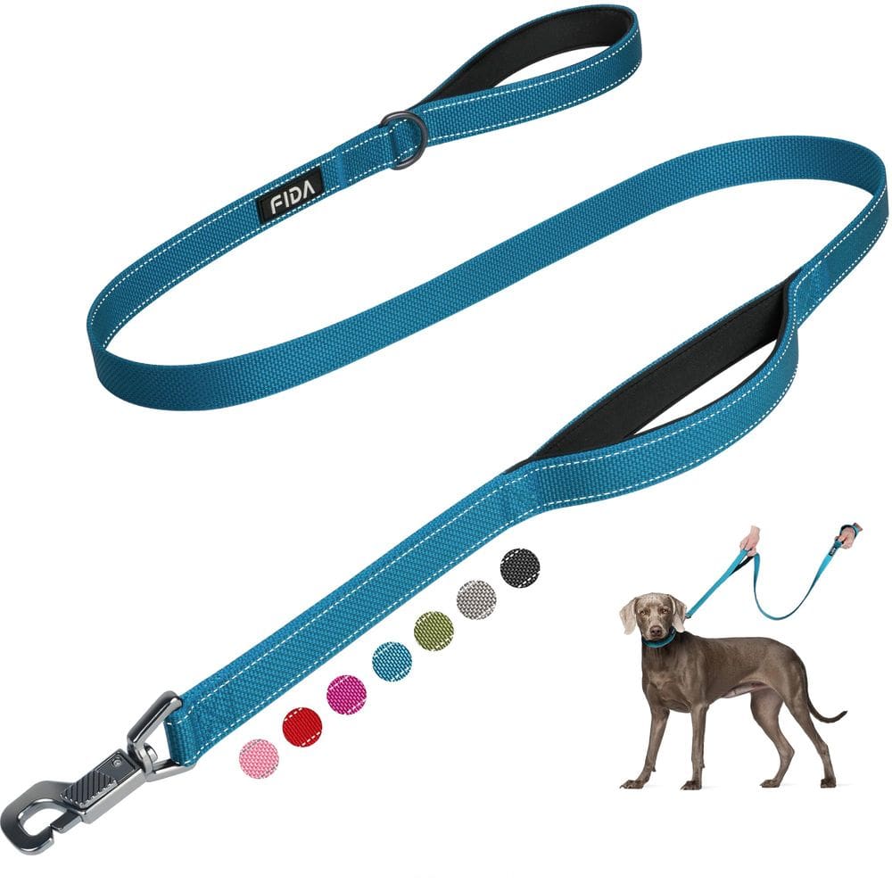 Coleira para cães Fida Heavy Duty de 1,5 m com 2 alças acolchoadas refletivas