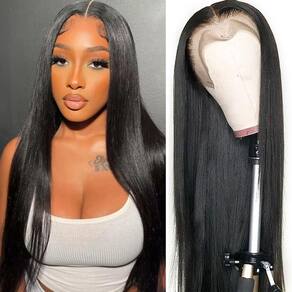 Perucas frontais de renda NewYou Straight Human Hair 60 cm 180% de densidade