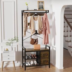 Banco de entrada Hall Tree ITEFDTUTNE com cabide de design 5 em 1