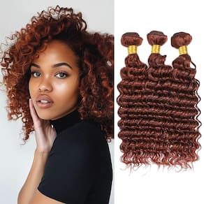 Pacotes de cabelo: condescendência, onda profunda, cobre, vermelho, marrom, 33 x 35 cm