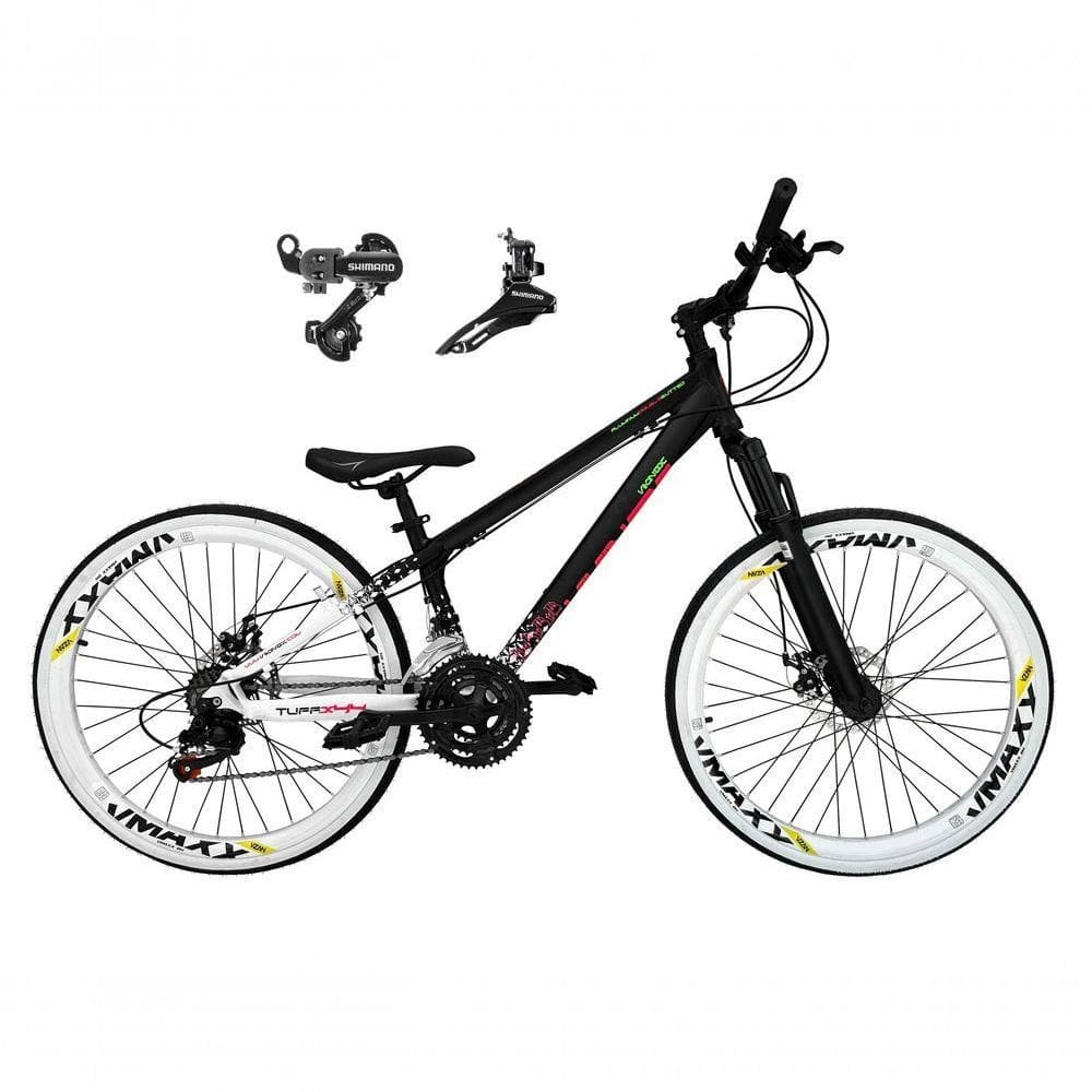 Bicicleta Aro 26 Vikingx Tuff X44 Preto/branco 21v Câmbios Shimano Tz Freio A Disco Aros Vmaxx Brancos
