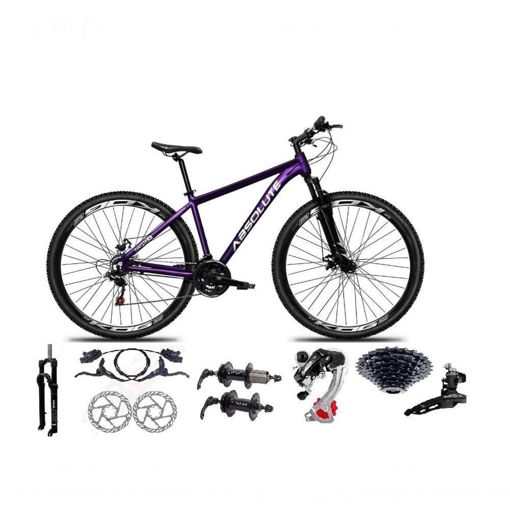Bicicleta Aro 29 Absolute Nero 5 Câmbios Shimano 24v K7 Freios Hidráulicos Garfo Trava - Roxo 19