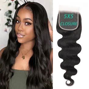 Fecho de renda FEHOKA 20cm HD Body Wave Human Hair 5x5