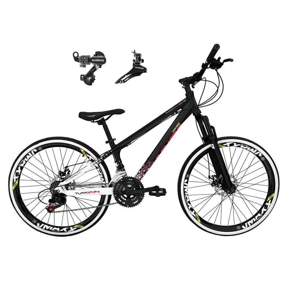 Bicicleta Aro 26 Vikingx Tuff X44 Preto/branco 21v Câmbios Shimano Tz Freio A Disco Aros Vmaxx Pretos