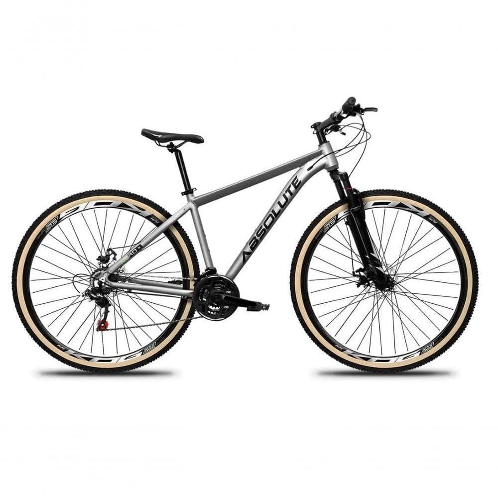 Bicicleta Aro 29 Absolute Nero 5 Alumínio 27v K7 Freio Disco Mecânico Garfo Suspensão Pneu Com Faixa - Cinza Tam.13