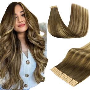 Fita adesiva em extensões de cabelo DOORES Medium Brown Destacado Dirty Blonde 50g 20cm