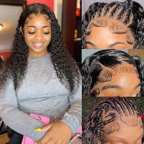 Perucas GCTGCT Deep Wave Lace Front 100% cabelo humano 20cm