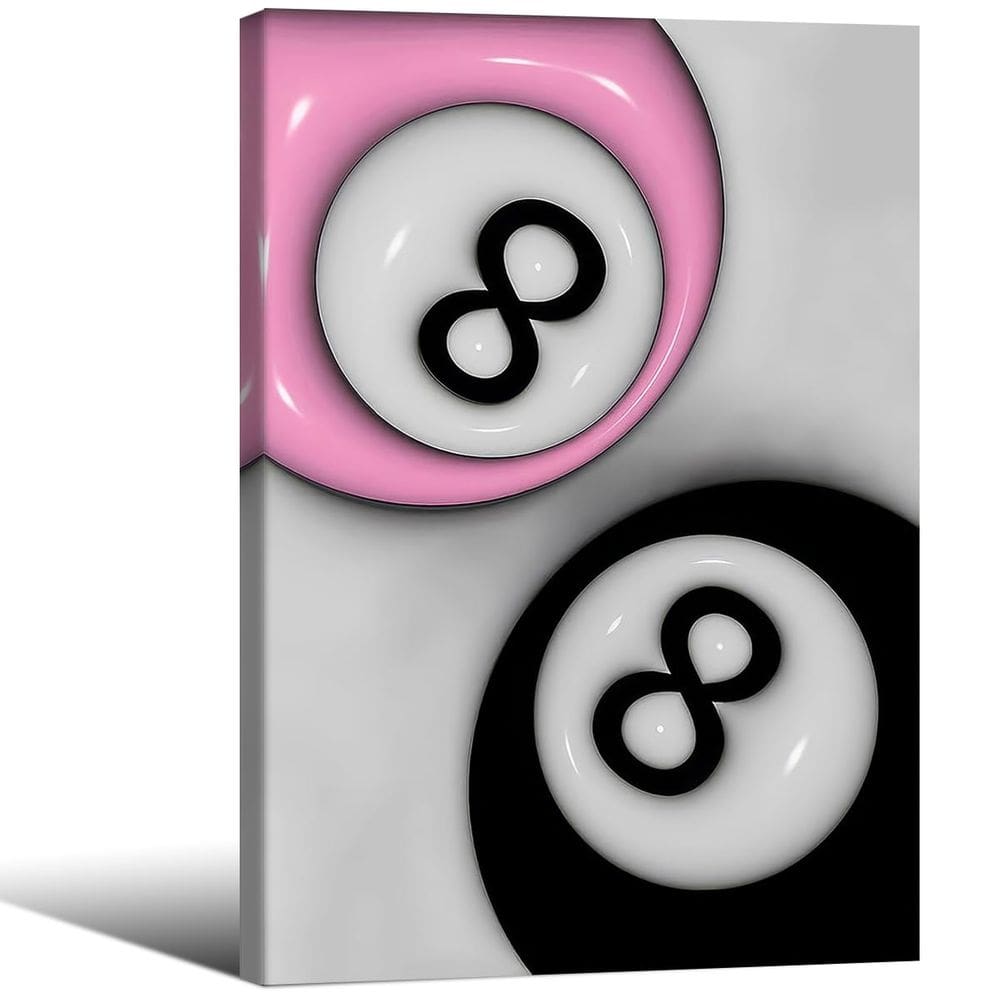 Poster XSCQ Trendy rosa e preto 8 bolas de bilhar 40x60cm