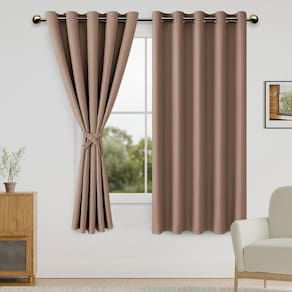 Cortinas Blackout DWCN Cappuccino 152x160cm com gravatas, conjunto de 2