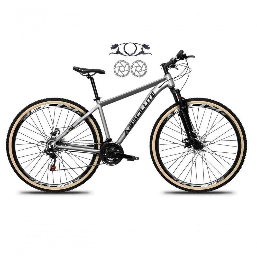 Bicicleta Aro 29 Absolute Nero 5 Freios Disco Hidráulicos 24v Garfo Suspensão Pneu Faixa - Cinza Tam.13.8