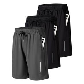 Shorts de treino Athletic Gym JWJ para homens, pacote com 3 unidades, pretos, 3GG