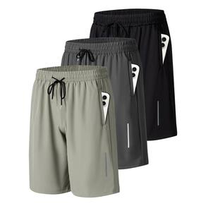Shorts de treino Athletic Gym JWJ para homens, pacote com 3 unidades, 3GG, pretos