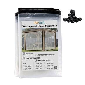 Lona transparente BeGrit impermeável transparente 3x4m com cordões